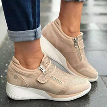 Load image into Gallery viewer, Canvas Shoes Lovely Round Head Thick Bottom Rhinestone Velcro Single Shoes Mary Jane Women&#39;s Style
