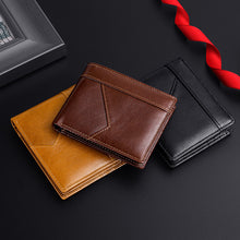 Load image into Gallery viewer, Anti-magnetic Theft Brush Retro Oil Leather Wallet Smooth Touch RFID Business Men Standard Wallet With Photo Window

