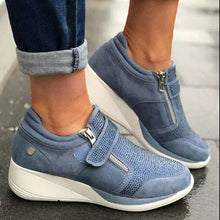 Load image into Gallery viewer, Canvas Shoes Lovely Round Head Thick Bottom Rhinestone Velcro Single Shoes Mary Jane Women&#39;s Style
