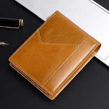 Load image into Gallery viewer, Anti-magnetic Theft Brush Retro Oil Leather Wallet Smooth Touch RFID Business Men Standard Wallet With Photo Window
