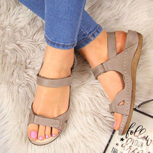 Load image into Gallery viewer, Fish Mouth Flat Wedge Heel Velcro Casual Sandals
