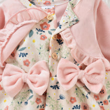 Load image into Gallery viewer, Citgeett Spring Princess Infant Baby Girls Bodysuit Dress Flowers Printed Patchwork Long Sleeve Bowknot Jumpsuits Headband
