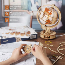 Load image into Gallery viewer, Robotime ROKR Luminous Wooden Globe Light Night 3D Puzzle Games for Christmas Gift for Kids Adults for Home Decor, Desk Decor
