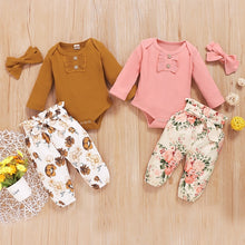 Load image into Gallery viewer, Citgeett Autumn 0-18M Newborn Baby Girl Long Sleeve Cotton Bodysuit Tops Floral Long Pant Trouser Headband Baby Clothing Set
