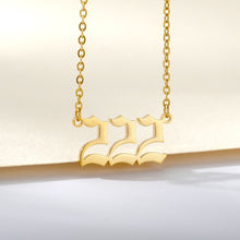 Load image into Gallery viewer, 777 angel number neckalce for women Stainless Steel 111 222 333 444 555 pendant necklace old english font number chain Jewelry
