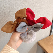 Load image into Gallery viewer, Solid Color Hair Scrunchies Women  Hairband Ponytail Holder Faux Fur Rabbit Ears Hair Rope Hair Ties Cute Girls Hair Accessories
