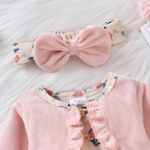 Load image into Gallery viewer, Citgeett Spring Princess Infant Baby Girls Bodysuit Dress Flowers Printed Patchwork Long Sleeve Bowknot Jumpsuits Headband
