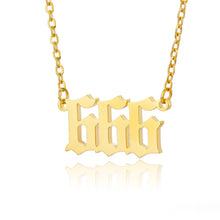 Load image into Gallery viewer, 777 angel number neckalce for women Stainless Steel 111 222 333 444 555 pendant necklace old english font number chain Jewelry
