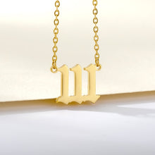 Load image into Gallery viewer, 777 angel number neckalce for women Stainless Steel 111 222 333 444 555 pendant necklace old english font number chain Jewelry
