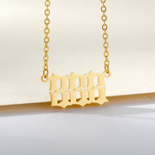 Load image into Gallery viewer, 777 angel number neckalce for women Stainless Steel 111 222 333 444 555 pendant necklace old english font number chain Jewelry
