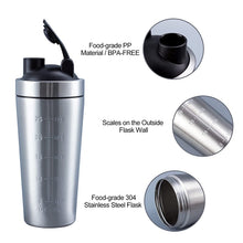 Load image into Gallery viewer, Stainless Steel Protein Shaker Cup Portable Fitness Sports Mug Nutrition Blender Cup Water Bottles Vacuum Insulation Water Cup
