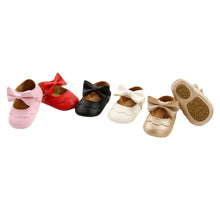 Load image into Gallery viewer, Citgeett 0-18M Baby Infant Girls Flat Shoes Bow Knot Solid First Walker Soft Sole Newborn Infant Toddler Girls Princess Shoes
