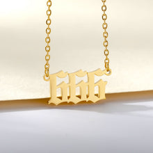 Load image into Gallery viewer, 777 angel number neckalce for women Stainless Steel 111 222 333 444 555 pendant necklace old english font number chain Jewelry
