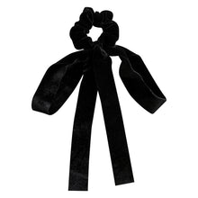 Load image into Gallery viewer, Fashion Vintage Black Velvet Bow Hair Ribbon Scrunchie for Women Girls Long Elastic Hair Tie Headwear Female Hair Accessories
