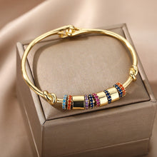 Load image into Gallery viewer, Bohemia Stainless Steel Bracelet For Women Colored Zircon Bangle Boho Fashion Jewelry Gift Bijoux Femme
