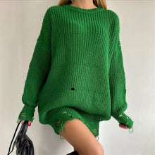 Load image into Gallery viewer, 2022 Y2K Women&#39;s Oversized Sweater Knitted Green O Neck Long Sleeve Pullover Tops Casual Party Sexy Club Sweaters Dresses Women
