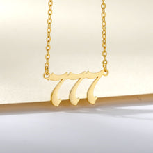 Load image into Gallery viewer, 777 angel number neckalce for women Stainless Steel 111 222 333 444 555 pendant necklace old english font number chain Jewelry
