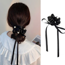 Load image into Gallery viewer, Fashion Vintage Black Velvet Bow Hair Ribbon Scrunchie for Women Girls Long Elastic Hair Tie Headwear Female Hair Accessories
