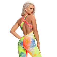 Load image into Gallery viewer, INFILAR Sleeveless Women Sport Jumpsuits Backless Cross CISs Strap One Piece Sets Fitness Yoga Pants Tie Dye Bodysuit Women Romper
