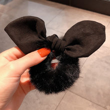 Load image into Gallery viewer, Solid Color Hair Scrunchies Women  Hairband Ponytail Holder Faux Fur Rabbit Ears Hair Rope Hair Ties Cute Girls Hair Accessories
