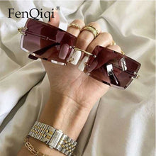 Load image into Gallery viewer, Rimless Rectangle Sunglasses Fashion Small Frameless Eyeglasses New Brand Designer For Female Lens Ladies Gradient Sunglasses O
