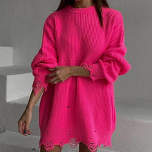 Load image into Gallery viewer, 2022 Y2K Women&#39;s Oversized Sweater Knitted Green O Neck Long Sleeve Pullover Tops Casual Party Sexy Club Sweaters Dresses Women
