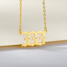 Load image into Gallery viewer, 777 angel number neckalce for women Stainless Steel 111 222 333 444 555 pendant necklace old english font number chain Jewelry

