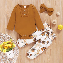 Load image into Gallery viewer, Citgeett Autumn 0-18M Newborn Baby Girl Long Sleeve Cotton Bodysuit Tops Floral Long Pant Trouser Headband Baby Clothing Set

