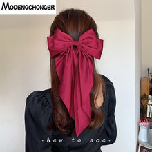 Load image into Gallery viewer, Solid Color Big Large Satin Bow Hairpins Barrettes For Women Girl Wedding Long Ribbon Korean Hair Clip Hairgrip Hair Accessories
