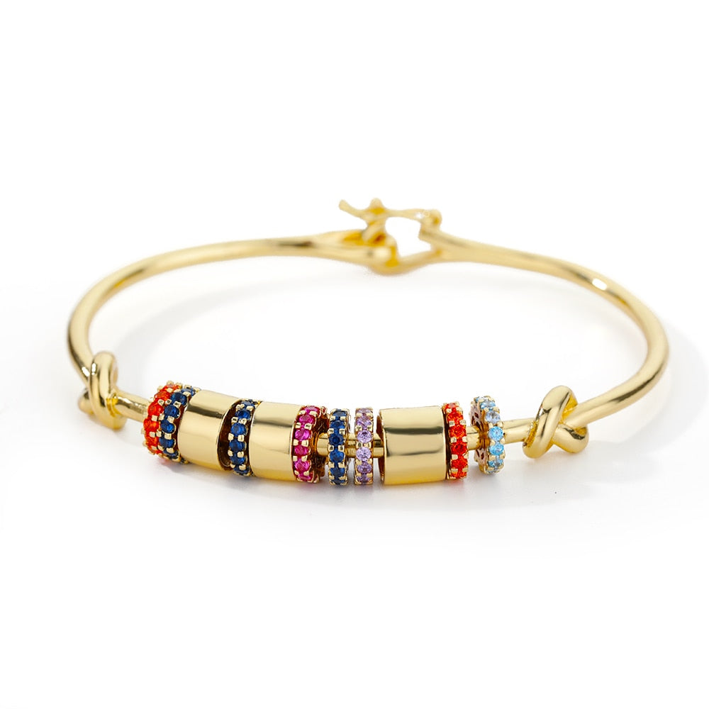 Bohemia Stainless Steel Bracelet For Women Colored Zircon Bangle Boho Fashion Jewelry Gift Bijoux Femme
