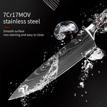 Load image into Gallery viewer, Japanese Kitchen Knives Set Laser Damascus Pattern Chef Knife Sharp Santoku Cleaver Slicing Utility Knives Tools
