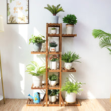 Load image into Gallery viewer, 6 Tier Wooden Plant Stand Carbonized Wood Plant Stand Holder Flower Display Stand Flower Pot Rack Bonsai Display Bench Patio She

