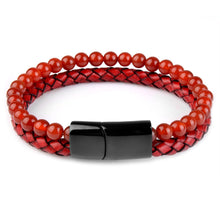 Load image into Gallery viewer, Natural Stone Bracelets Genuine Leather Braided Bracelet Black Stainless Steel Magnetic Clasp Tiger eye Bead Bangles Men Jewelry
