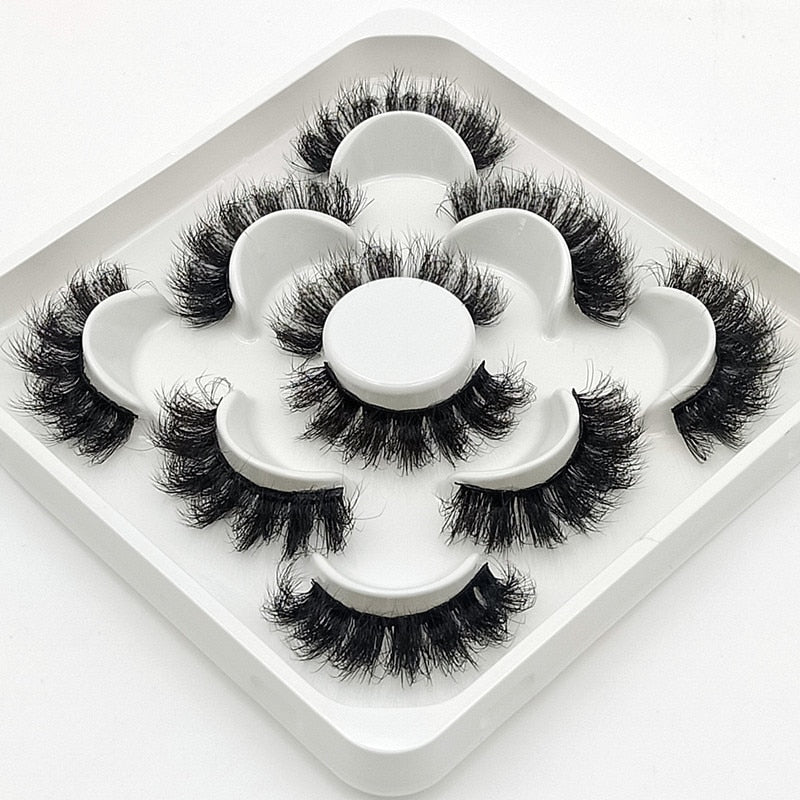 New 5Pairs 15-25mm 3D Mink Lashes Natural False Eyelashes,Extension eyelashes