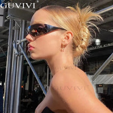Load image into Gallery viewer, Punk One Piece Sunglasses Goggle Y2k Luxury Brand Wrap Around Sun Glasses 2000&#39;s Shades Eyewear UV400 Female Designer Eyeglasses

