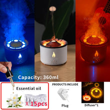 Load image into Gallery viewer, REUP Volcanic Flame Aroma Diffuser Essential Oil 360ml Portable Air Humidifier with Cute Smoke Ring Night Light Lamp Fragrance
