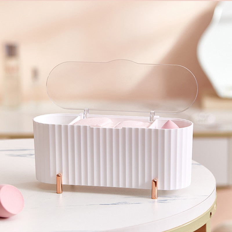 Desktop Cosmetics Storage Box  Dust-proof Makeup Organizer For Cotton Pads Swabs Beauty Egg Holder Bathroom Jewelry Organizer