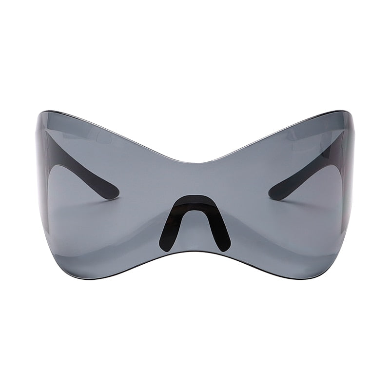 Oversized Punk Y2K Sunglasses Goggle New Women Men Sport Silver Futuristic Sun Glasses Female Rimless Eyeglasses De Sol Oculos