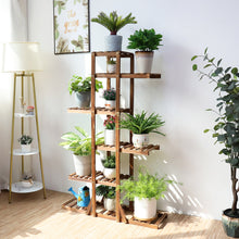 Load image into Gallery viewer, 6 Tier Wooden Plant Stand Carbonized Wood Plant Stand Holder Flower Display Stand Flower Pot Rack Bonsai Display Bench Patio She
