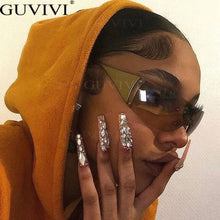 Load image into Gallery viewer, Punk One Piece Sunglasses Goggle Y2k Luxury Brand Wrap Around Sun Glasses 2000&#39;s Shades Eyewear UV400 Female Designer Eyeglasses
