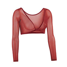 Load image into Gallery viewer, Summer Women Mesh Crop Top Long Sleeve T-Shirts Blusas Y2K Elegant Vestidos Sheer Transparent Top Tee Shirts Robe Femme
