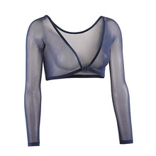 Load image into Gallery viewer, Summer Women Mesh Crop Top Long Sleeve T-Shirts Blusas Y2K Elegant Vestidos Sheer Transparent Top Tee Shirts Robe Femme
