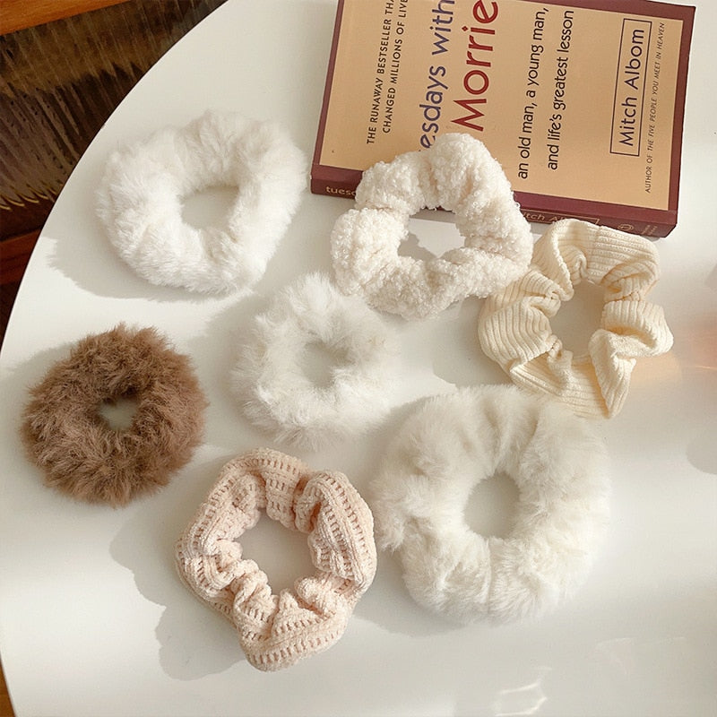 7 Pcs/Set Women Hair Scrunchies Velvet Solid Color Hair Band for Girls Ponytail Holder Rubber Bands Hair Ties Hair Accessories