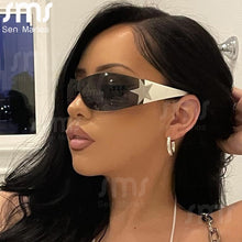 Load image into Gallery viewer, Luxury Brand Punk Sunglasses Goggle New Women 2000&#39;s Wrap Around Sun Glasses UV400 Female Sport Shades Eyewear De Sol Oculos
