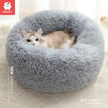 Load image into Gallery viewer, Kimpets Round Cat Bed Dog Pet Bed Kennel Non-Slip Winter Warm Dog House Sleeping Long Plush Soft Puppy Cushion Mat Cat Supplies
