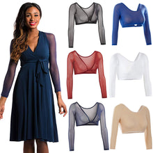 Load image into Gallery viewer, Summer Women Mesh Crop Top Long Sleeve T-Shirts Blusas Y2K Elegant Vestidos Sheer Transparent Top Tee Shirts Robe Femme
