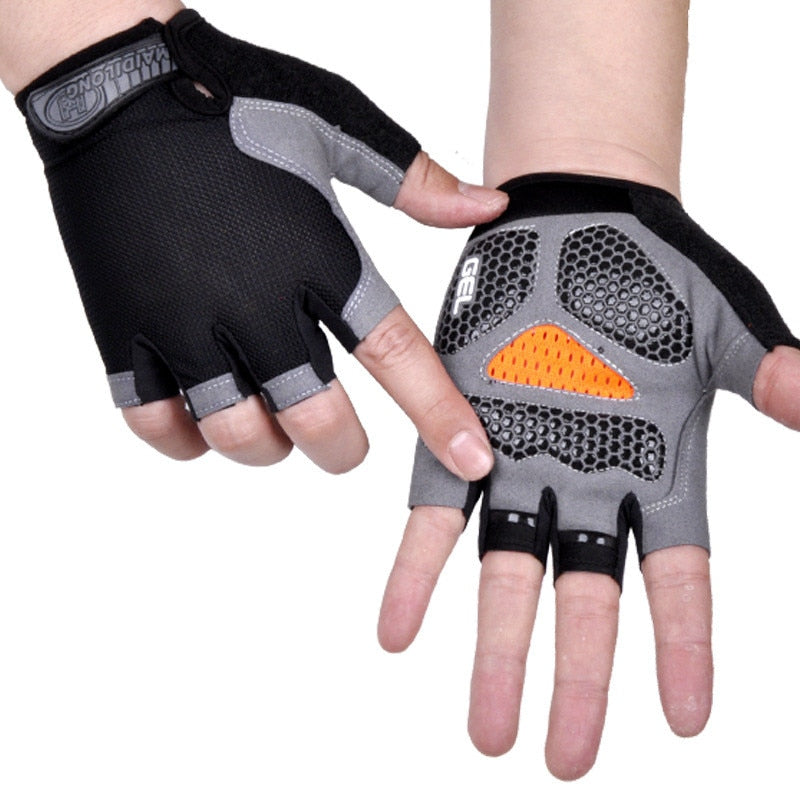 Men Women Gym Gloves Weightlifting Fitness Training Non Slip Palm Protector Breathable Fingerless Bike Bicycle Cycling Gloves