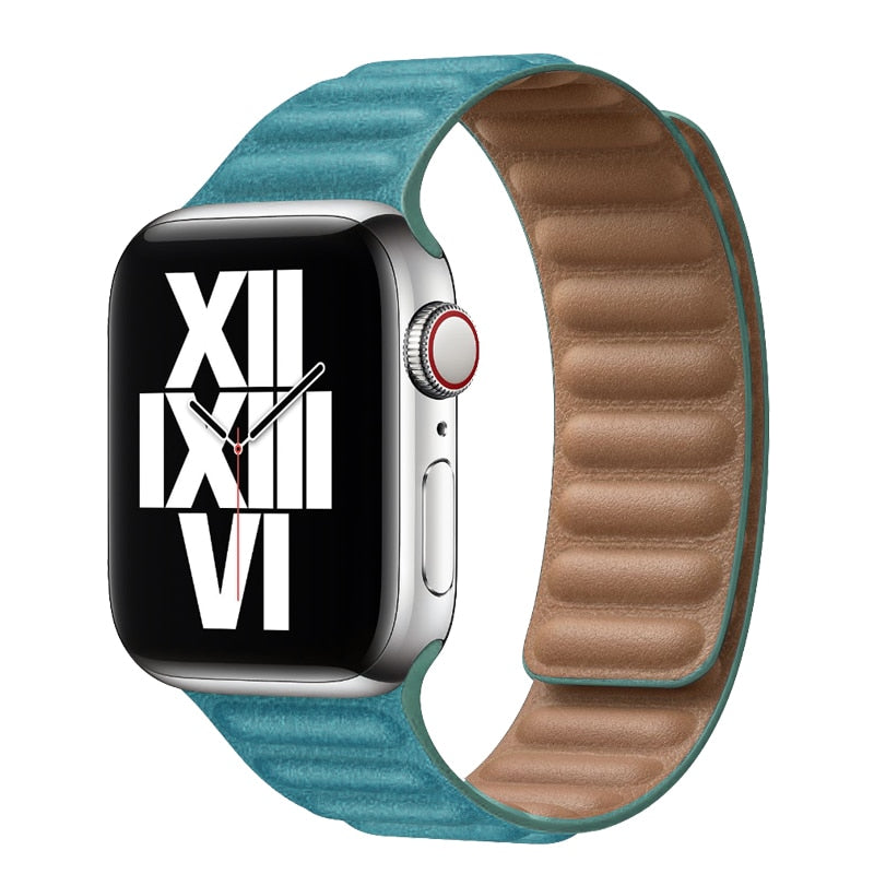 Leather Strap for Apple Watch Band 45mm 41mm 44mm 40mm Original Magnetic Loop Link Bracelet iWatch Ultar 8 7 6 SE 5 4 3 42mm