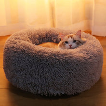 Load image into Gallery viewer, Kimpets Round Cat Bed Dog Pet Bed Kennel Non-Slip Winter Warm Dog House Sleeping Long Plush Soft Puppy Cushion Mat Cat Supplies
