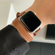 Load image into Gallery viewer, Double Tour leather Strap For Apple Watch ultra band 49mm 45mm 42mm 44mm Series 8 7 6 Se 5 4 3 2 Iwatch 6 38mm 40mm Correa 41mm
